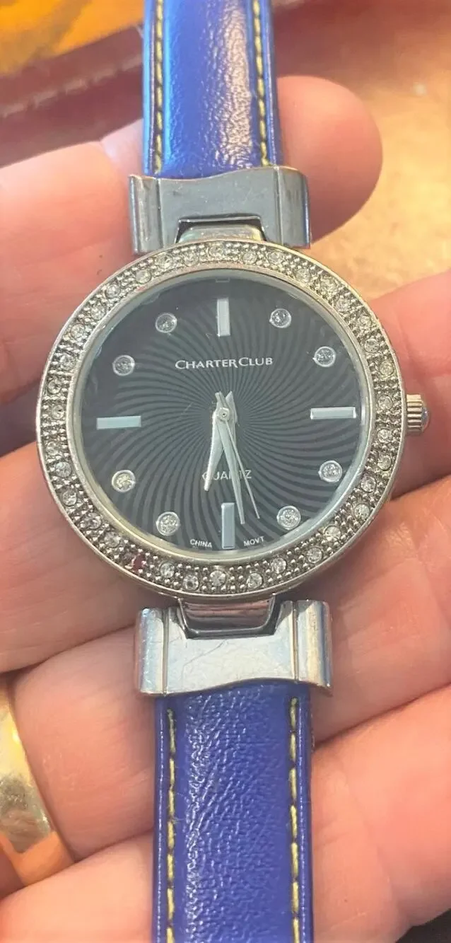 Women's 35mm Silver Tone Charter Club Watch,  Crystal Accents